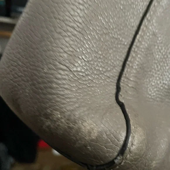 Coach Gray Leather Tote with Chain Handles and Turnlock - Picture 9 of 16